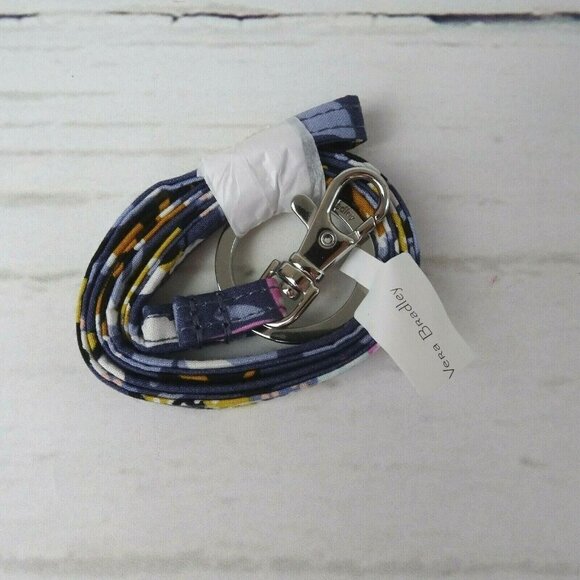 Vera Bradley Lanyard Key Ring ID Holder Charmont Meadow Clip Multi Purpose NEW - Picture 3 of 5